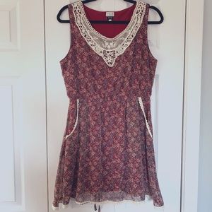 Red floral dress (w/ pockets!)